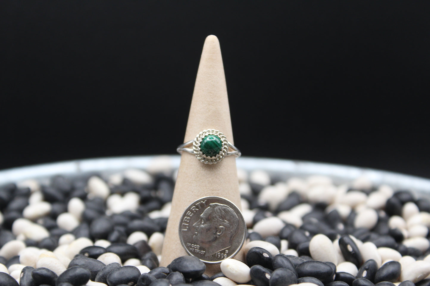 Native American Sterling Silver Ring – Twisted Wire, Sawtooth Bezel, Split Shank