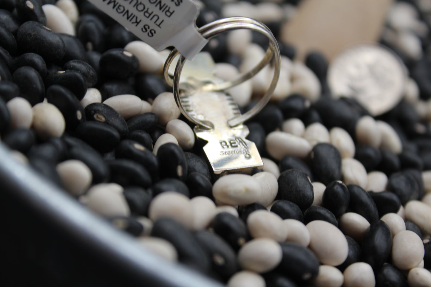 Navajo Kingman Turquoise Ring by Brandon Etcitty – Sterling Silver, Geometric Design, Size 10