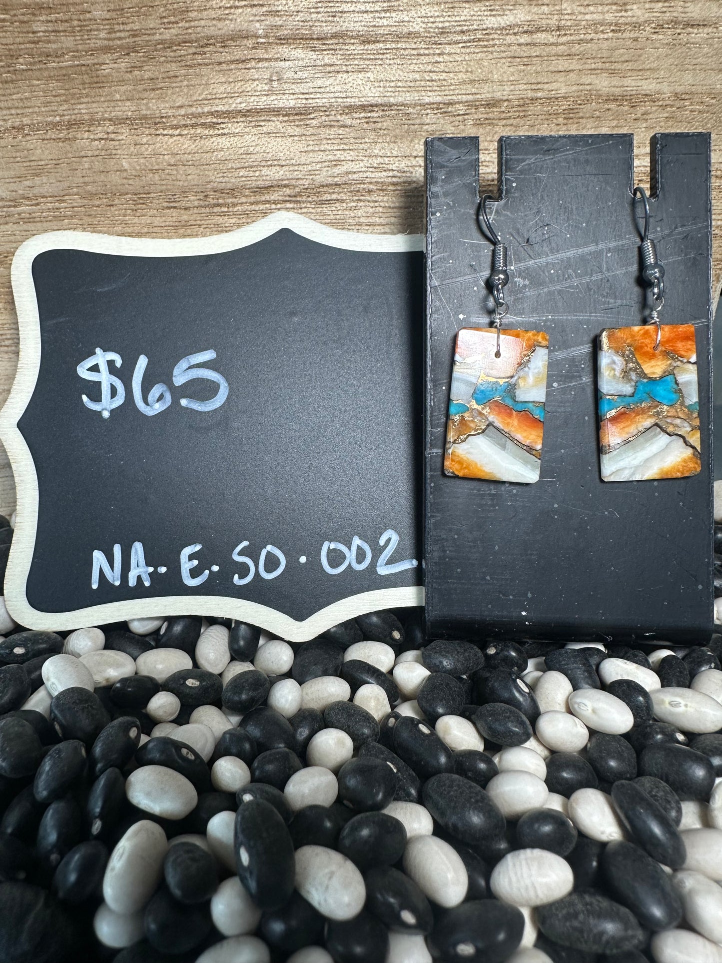 Spiny Oyster & Turquoise Inlay Earrings – Handcrafted Native American Jewelry