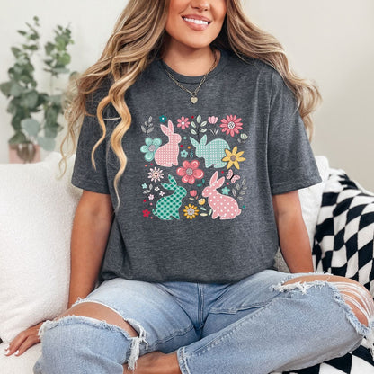 Easter Bunny Floral Graphic Tee – Cute & Comfy Spring T-Shirt