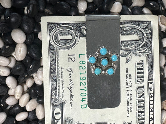 Sterling Silver Money Clip with Kingman Turquoise – By Dorothy Yazzie (Navajo)