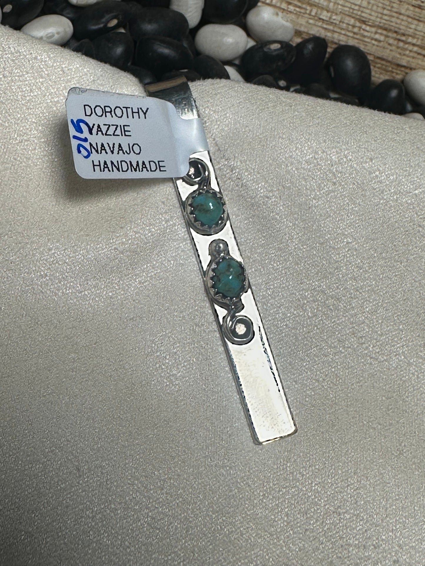 Sterling Silver Tie Clip with Kingman Turquoise – By Dorothy Yazzie