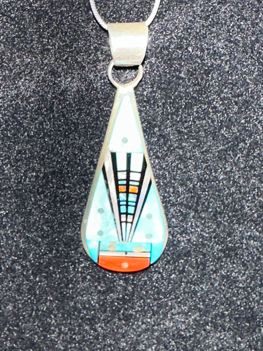 Intricate Zuni Multi-Stone Inlay Pendant – Handcrafted