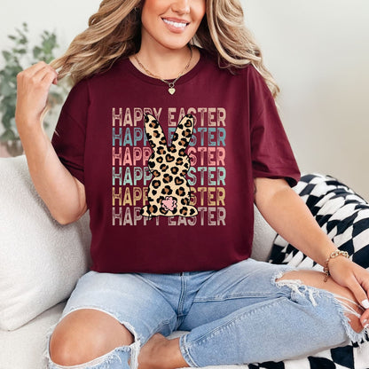 Leopard Bunny Happy Easter Tee