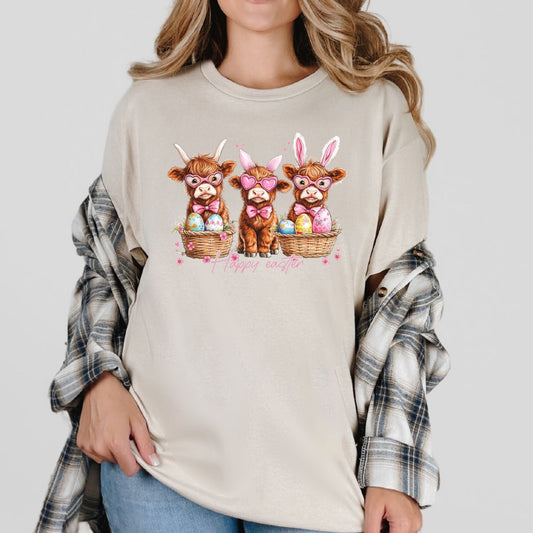 Easter Highland Cow Graphic Tee