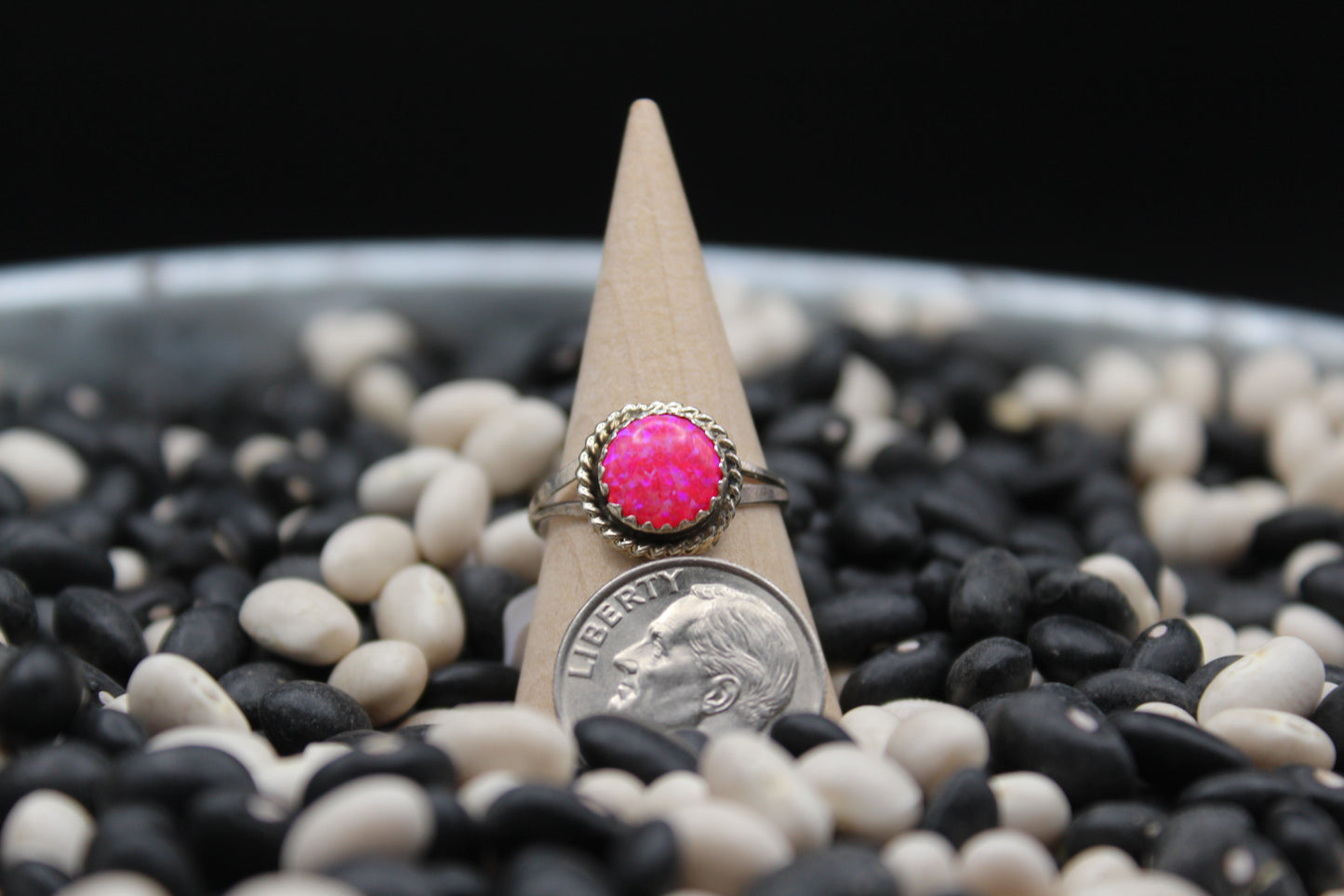 Native American Pink Opal Ring – Sterling Silver Statement Piece