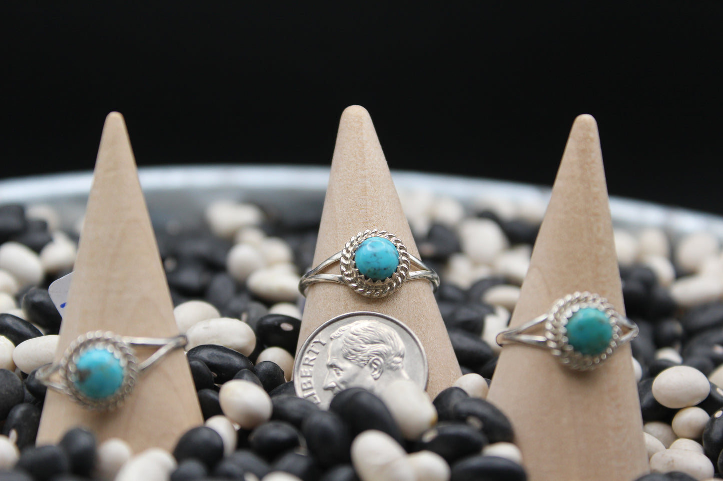Classic Native American Turquoise Ring – Sterling Silver with Twisted Wire & Sawtooth Bezel