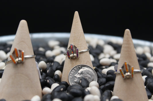 Native American Needlepoint Opal Rings – Intricate Inlay Sterling Silver Jewelry