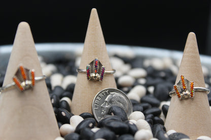 Native American Needlepoint Opal Rings – Intricate Inlay Sterling Silver Jewelry