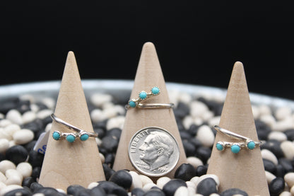 Native American Three-Stone Turquoise Ring – Sterling Silver Bypass Design