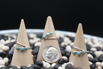 Native American Three-Stone Turquoise Ring – Sterling Silver Bypass Design