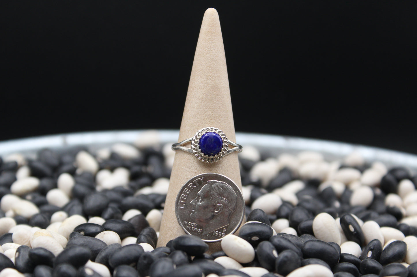 Native American Sterling Silver Ring – Twisted Wire, Sawtooth Bezel, Split Shank