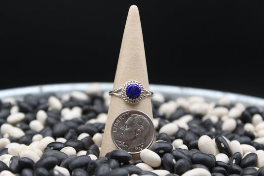 Native American Sterling Silver Ring – Twisted Wire, Sawtooth Bezel, Split Shank