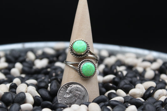Sterling Silver Green Opal Ring – Adjustable, Native American Made