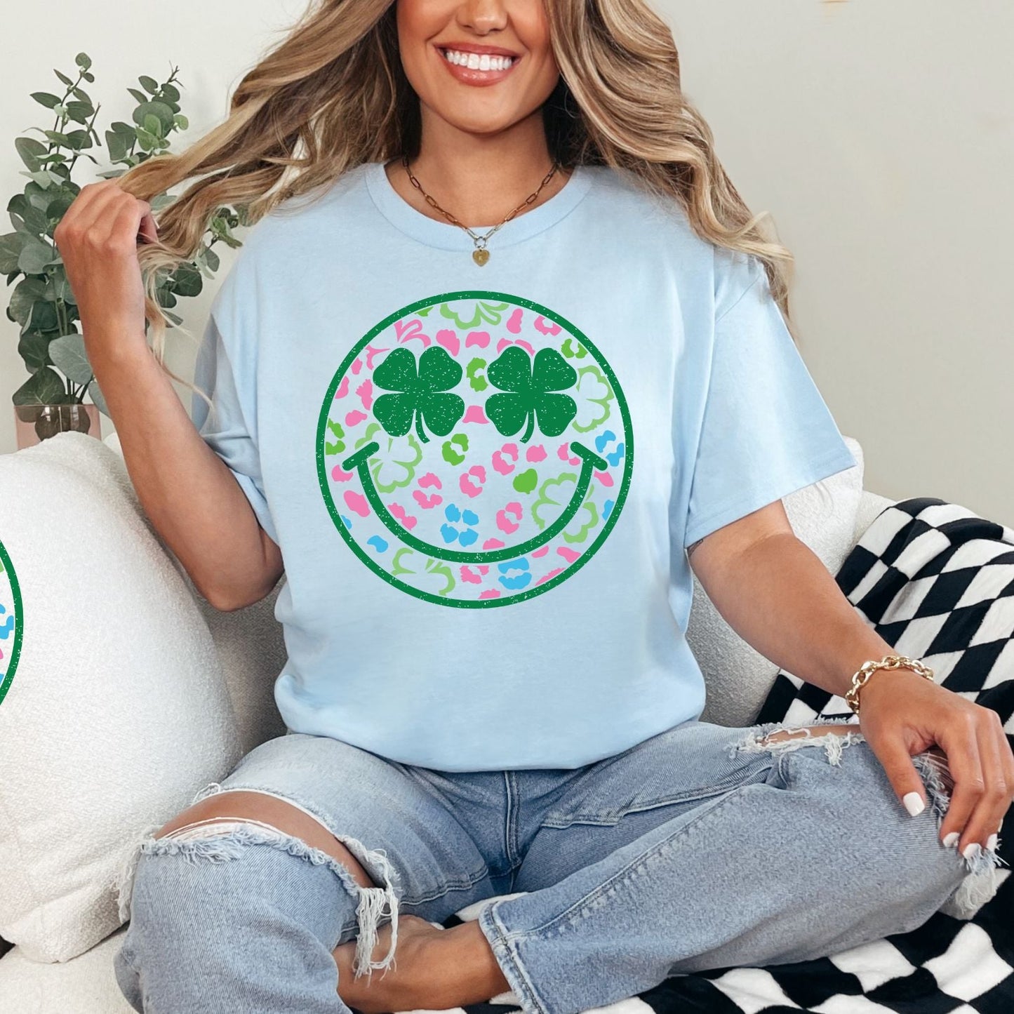 Lucky Smiley Clover Tee